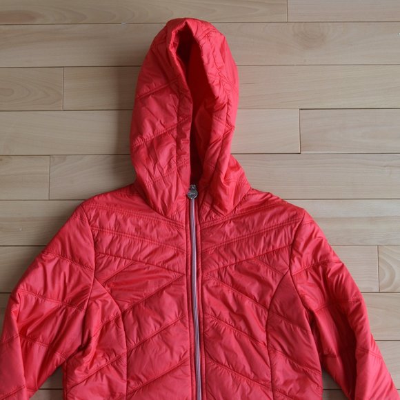 Guess Red Puffer Jacket Hoodie - Picture 2 of 7